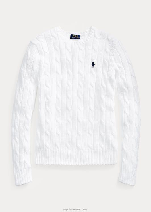 Ralph Lauren naised õhuke kaabliga kootud kampsun PR0V3361 valge