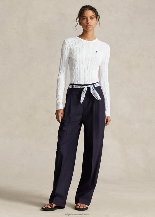 Ralph Lauren naised õhuke kaabliga kootud kampsun PR0V3361 valge