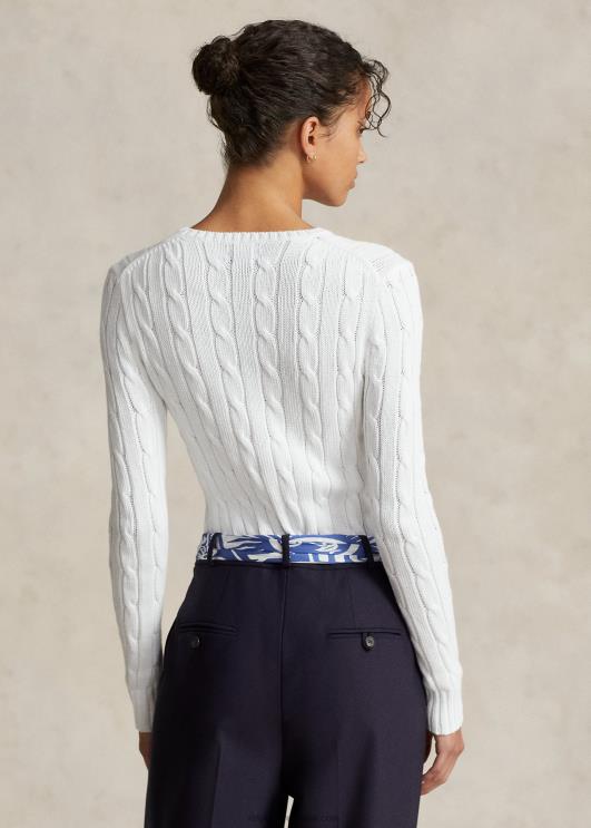 Ralph Lauren naised õhuke kaabliga kootud kampsun PR0V3361 valge
