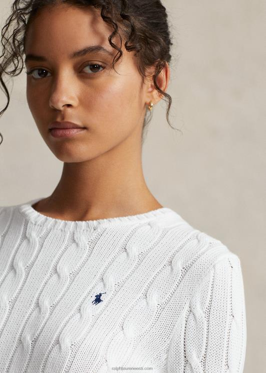 Ralph Lauren naised õhuke kaabliga kootud kampsun PR0V3361 valge