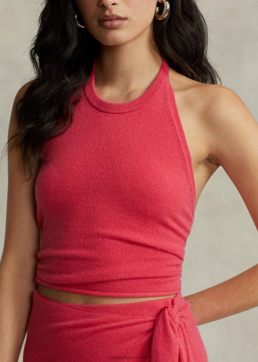 Ralph Lauren naised kärbitud kašmiirist koosneva lipsuga päitsed PR0V2944 päikeseloojangu punane