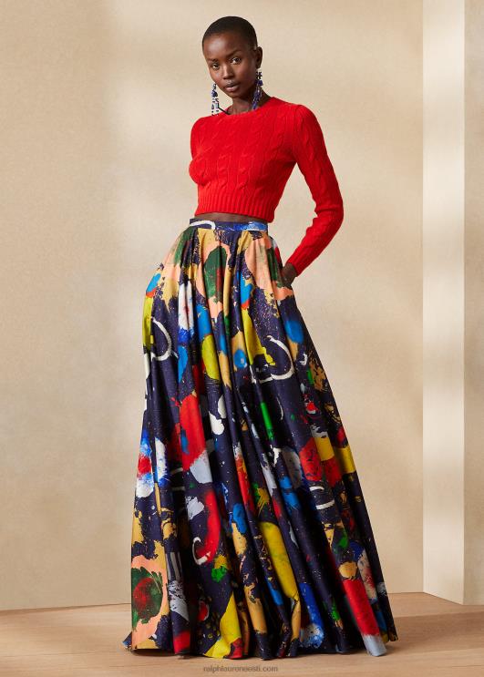 Ralph Lauren naised kärbitud kaabliga kootud kašmiirkampsun PR0V3471 rouge