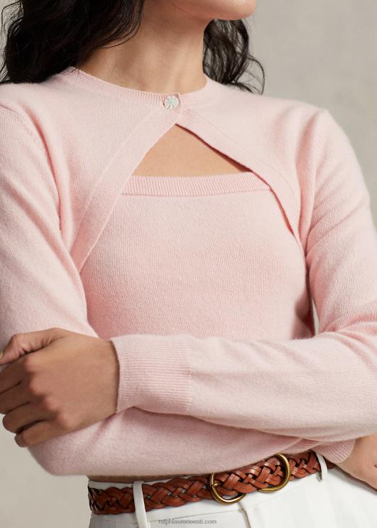 Ralph Lauren naised kašmiirist kärbitud õlgu kehitanud kardigan PR0V9205 roosa liiv