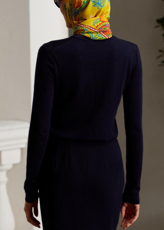 Ralph Lauren naised kašmiirist kaelusega kampsun PR0V9349 luksuslik merevägi