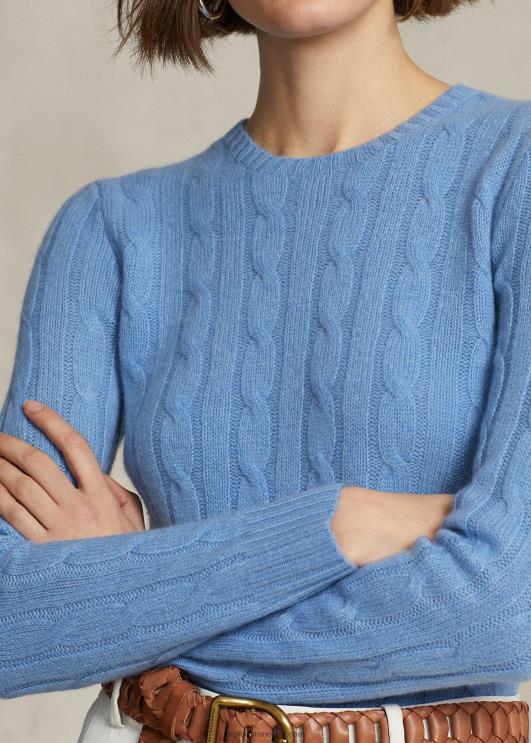 Ralph Lauren naised kaabliga kootud kašmiirist kampsun PR0V9111 uus litchfield sinine