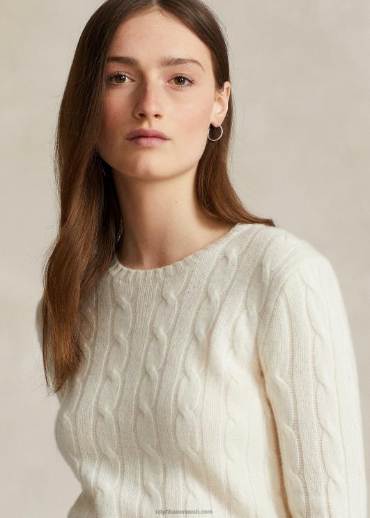 Ralph Lauren naised kaabliga kootud kašmiirist kampsun PR0V9113 kreem