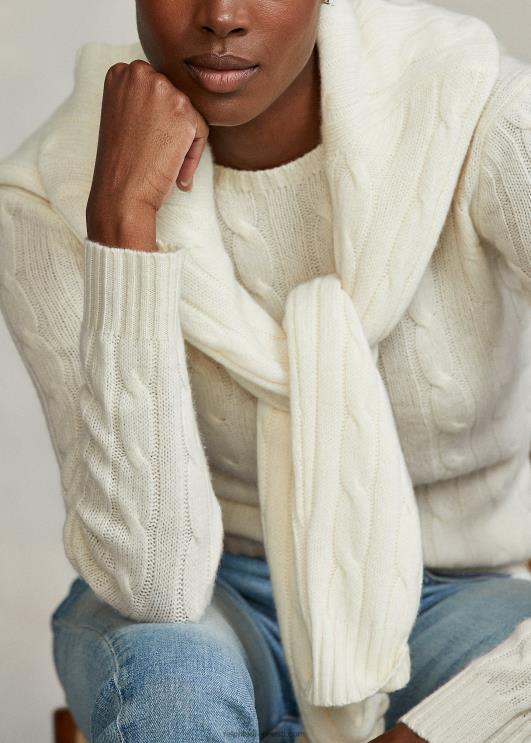 Ralph Lauren naised kaabliga kootud kašmiirist kampsun PR0V9113 kreem