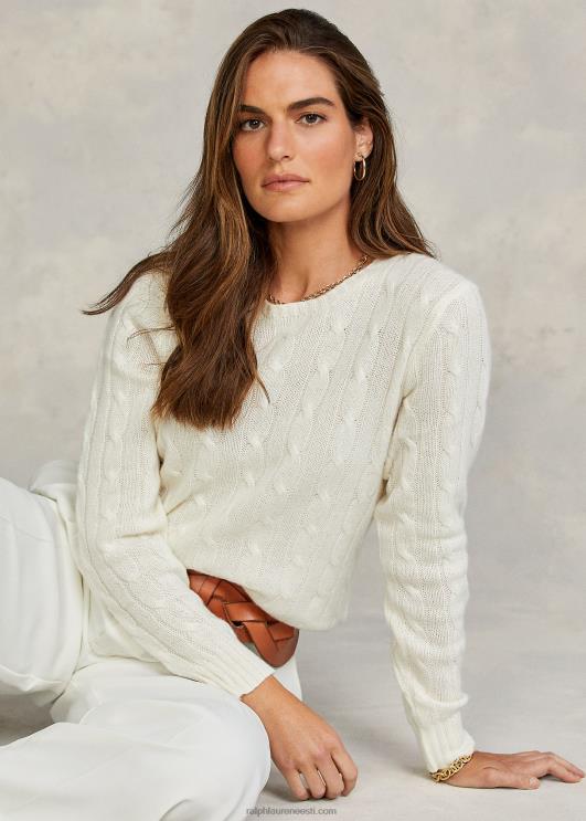 Ralph Lauren naised kaabliga kootud kašmiirist kampsun PR0V9113 kreem