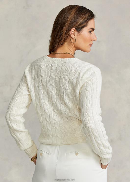 Ralph Lauren naised kaabliga kootud kašmiirist kampsun PR0V9113 kreem