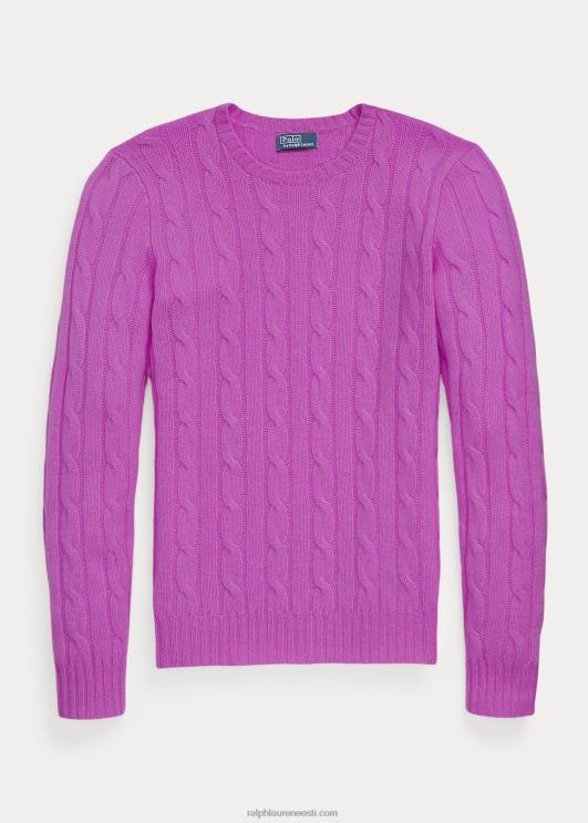 Ralph Lauren naised kaabliga kootud kašmiirist kampsun PR0V9114 vinca roosa