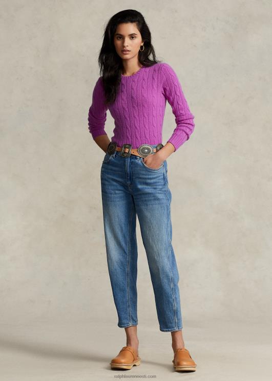 Ralph Lauren naised kaabliga kootud kašmiirist kampsun PR0V9114 vinca roosa