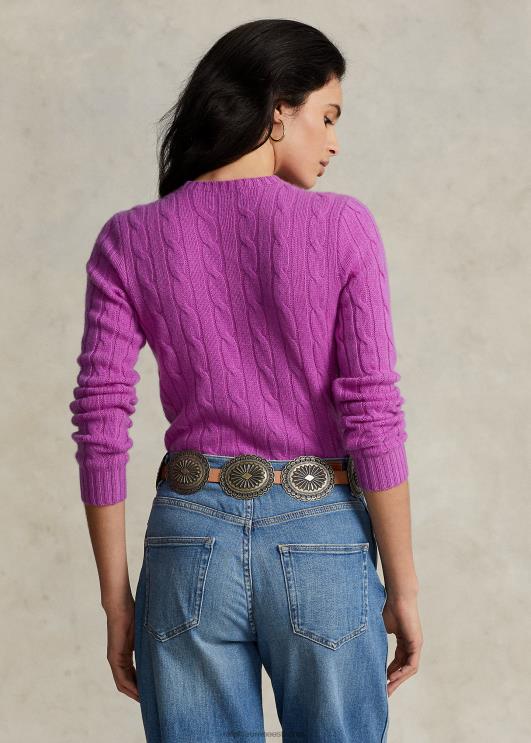 Ralph Lauren naised kaabliga kootud kašmiirist kampsun PR0V9114 vinca roosa