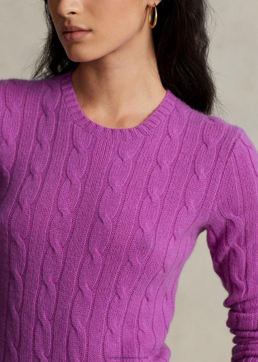 Ralph Lauren naised kaabliga kootud kašmiirist kampsun PR0V9114 vinca roosa