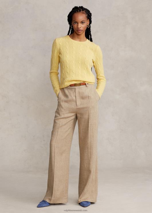 Ralph Lauren naised kaabliga kootud kašmiirist kampsun PR0V9116 kollaseks langeda