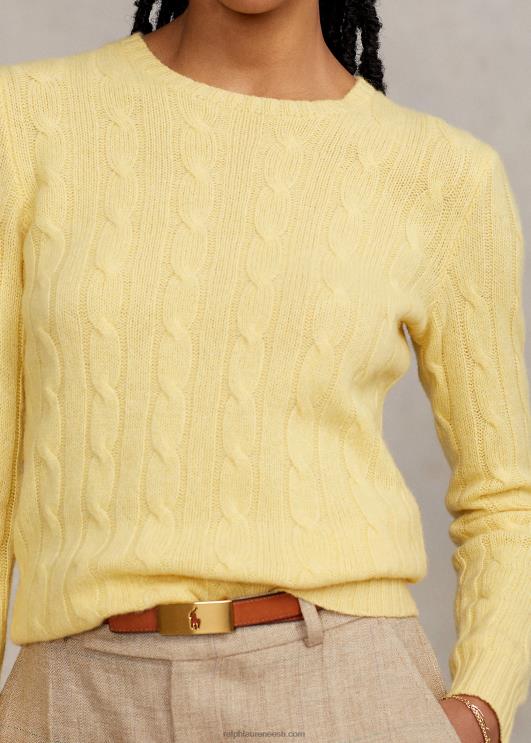 Ralph Lauren naised kaabliga kootud kašmiirist kampsun PR0V9116 kollaseks langeda