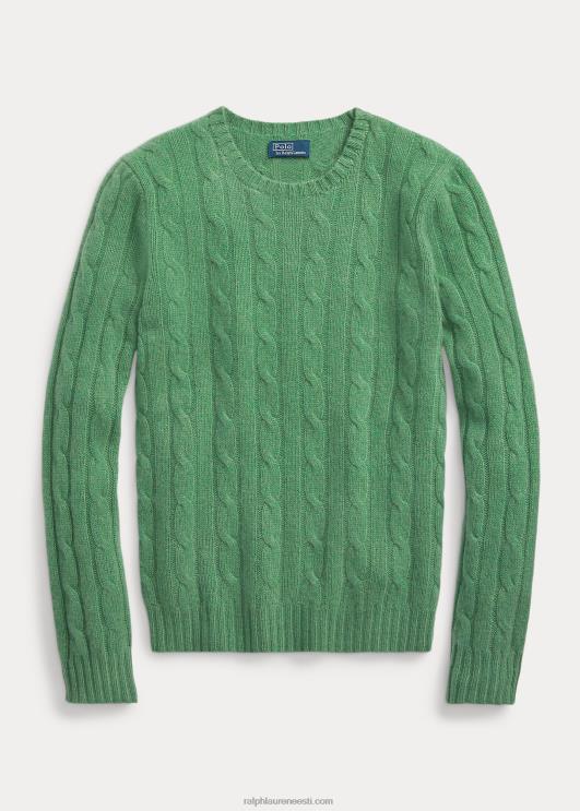 Ralph Lauren naised kaabliga kootud kašmiirist kampsun PR0V9117 faarvaatri roheline