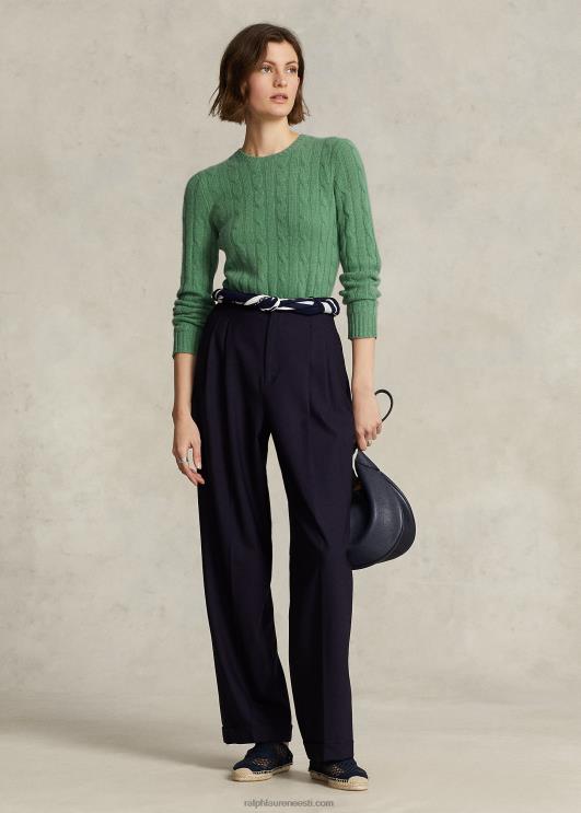 Ralph Lauren naised kaabliga kootud kašmiirist kampsun PR0V9117 faarvaatri roheline