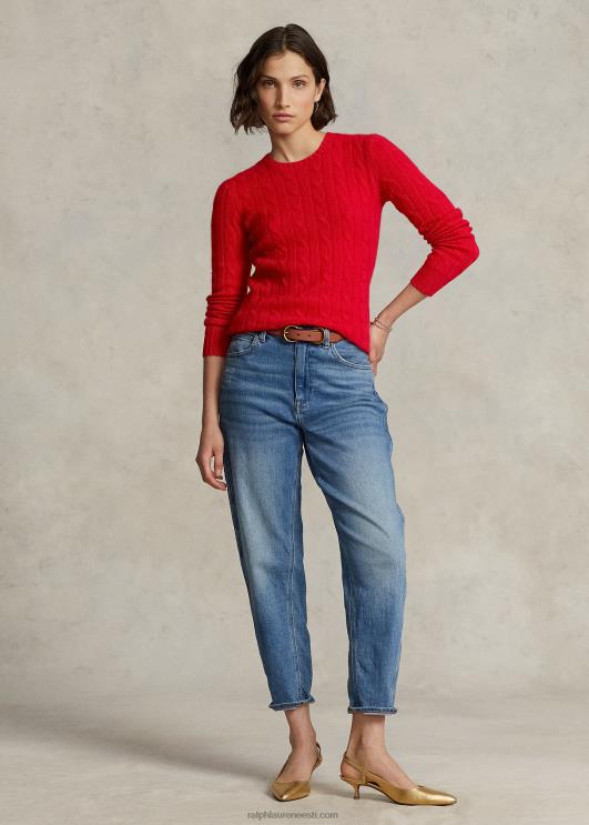 Ralph Lauren naised kaabliga kootud kašmiirist kampsun PR0V9119 2000 rubla punane