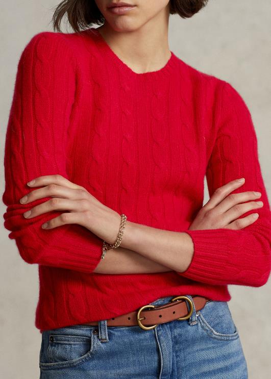 Ralph Lauren naised kaabliga kootud kašmiirist kampsun PR0V9119 2000 rubla punane