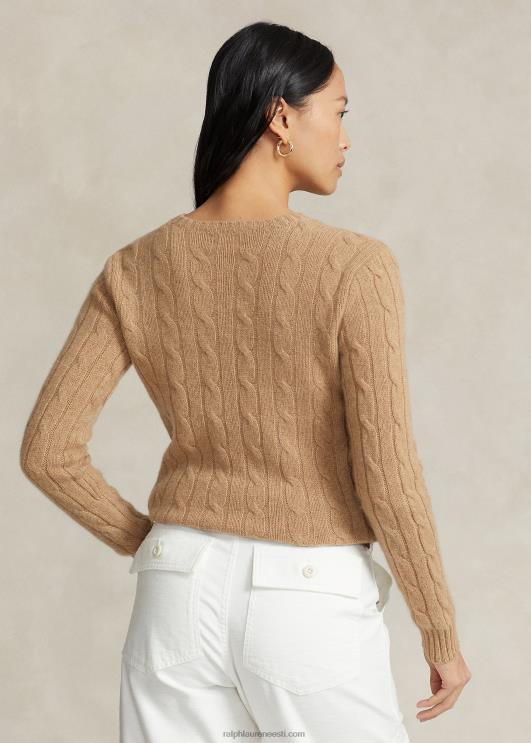 Ralph Lauren naised kaabliga kootud kašmiirist kampsun PR0V9120 kollektsioon kaameli melange