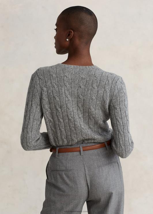 Ralph Lauren naised kaabliga kootud kašmiirist kampsun PR0V9121 pataljoni hall kanarbik