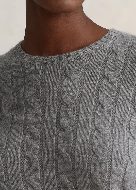 Ralph Lauren naised kaabliga kootud kašmiirist kampsun PR0V9121 pataljoni hall kanarbik