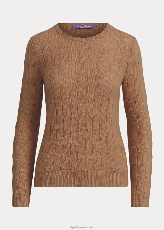 Ralph Lauren naised kaabliga kootud kašmiirist kampsun PR0V9138 lukskaamel