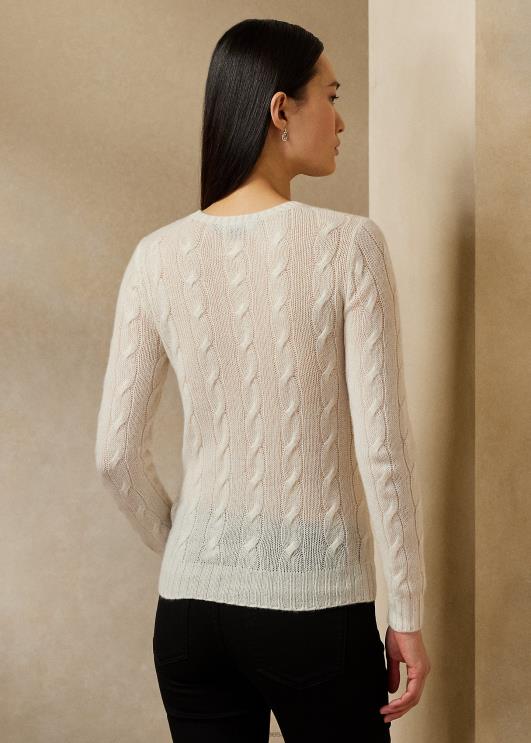 Ralph Lauren naised kaabliga kootud kašmiirist kampsun PR0V9139 lux kreem