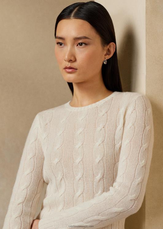 Ralph Lauren naised kaabliga kootud kašmiirist kampsun PR0V9139 lux kreem