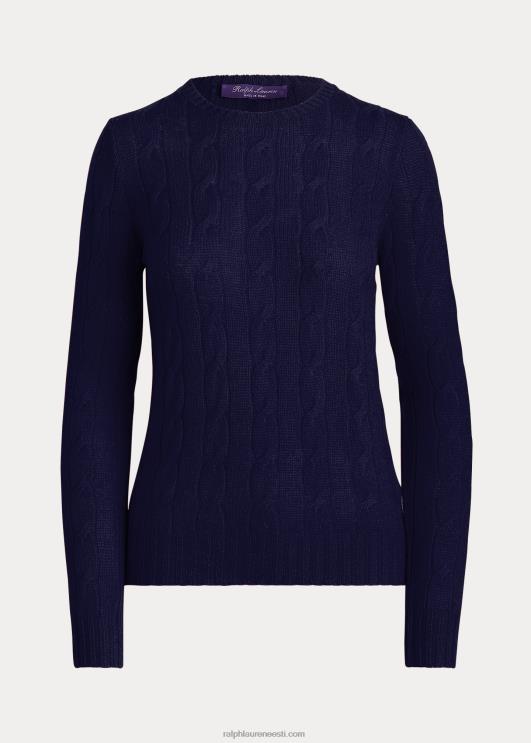 Ralph Lauren naised kaabliga kootud kašmiirist kampsun PR0V9141 luksuslik merevägi