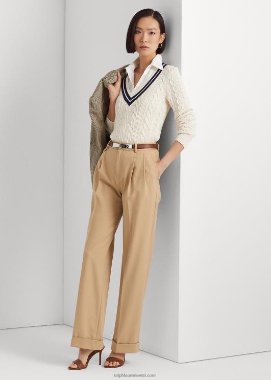 Ralph Lauren naised kaabliga kootud kriketikampsun PR0V4005 mascarpone kreem/laev