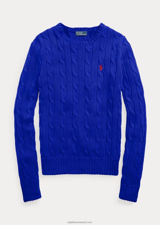 Ralph Lauren naised kaabliga kootud puuvillane kaelusega kampsun PR0V2881 ragbi kuninglik