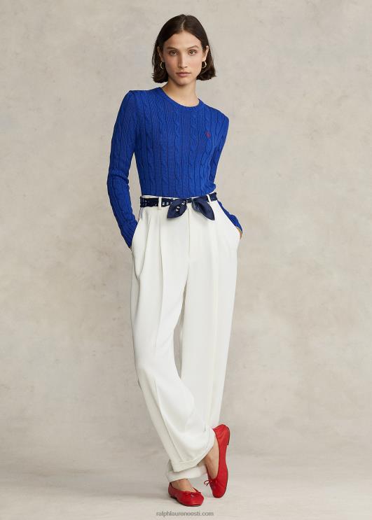 Ralph Lauren naised kaabliga kootud puuvillane kaelusega kampsun PR0V2881 ragbi kuninglik