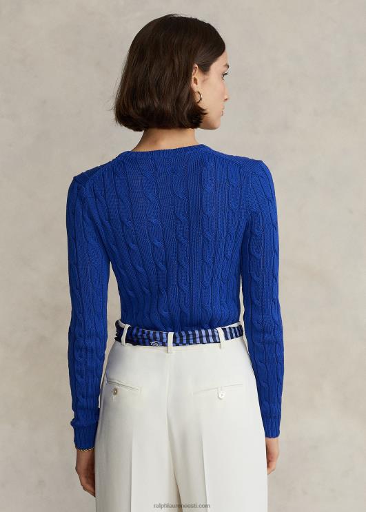 Ralph Lauren naised kaabliga kootud puuvillane kaelusega kampsun PR0V2881 ragbi kuninglik