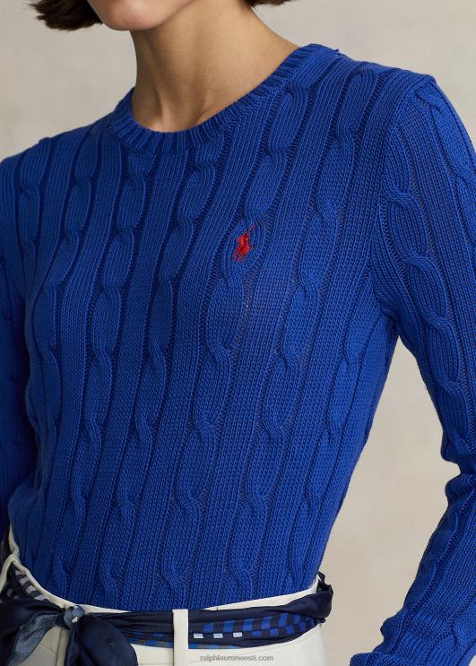 Ralph Lauren naised kaabliga kootud puuvillane kaelusega kampsun PR0V2881 ragbi kuninglik