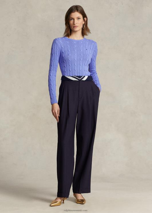 Ralph Lauren naised kaabliga kootud puuvillane kaelusega kampsun PR0V9086 uus litchfield sinine