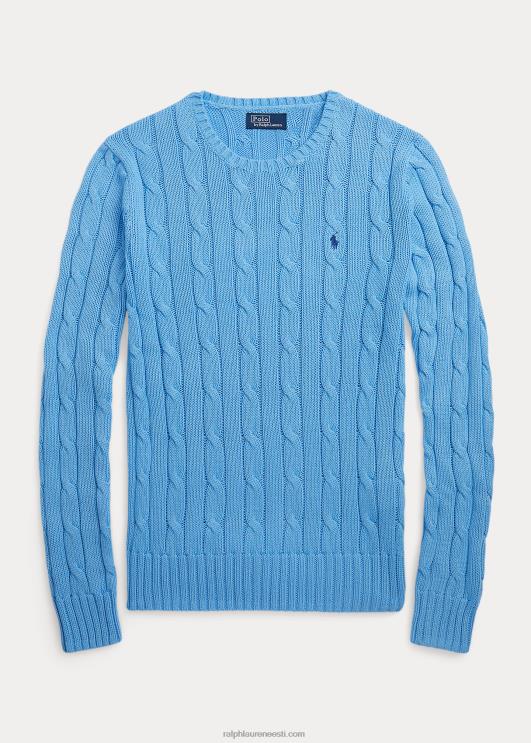 Ralph Lauren naised kaabliga kootud puuvillane kaelusega kampsun PR0V9087 suffield sinine