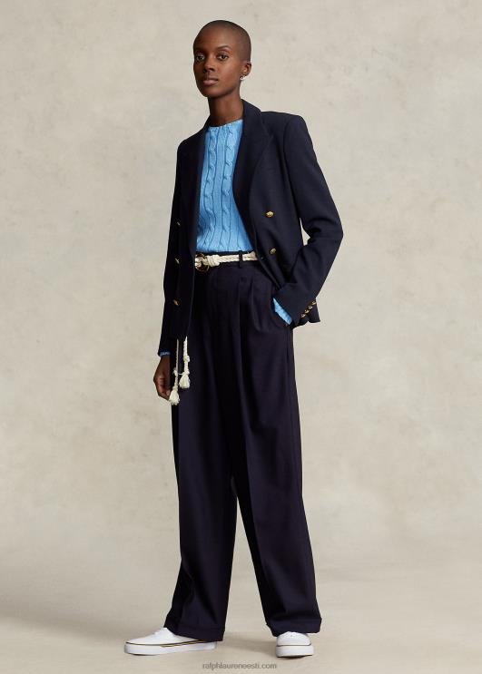 Ralph Lauren naised kaabliga kootud puuvillane kaelusega kampsun PR0V9087 suffield sinine