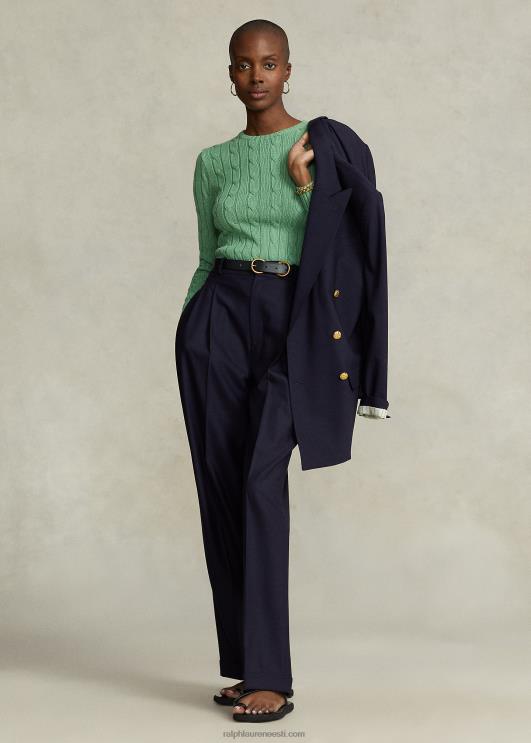 Ralph Lauren naised kaabliga kootud puuvillane kaelusega kampsun PR0V9088 outback roheline