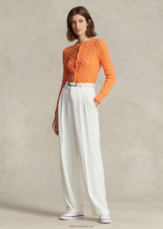 Ralph Lauren naised kaabliga kootud puuvillane keermekaelusega kardigan PR0V2899 õiglane oranž