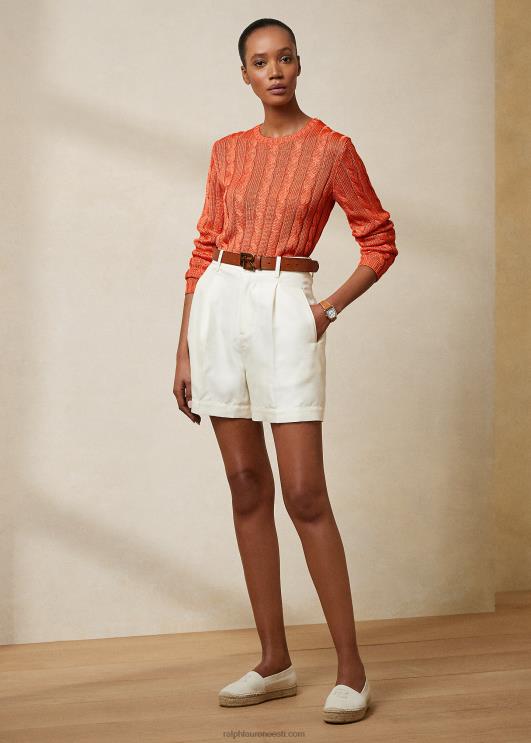 Ralph Lauren naised kaabliga kootud siidist kaelusega kampsun PR0V3484 melon