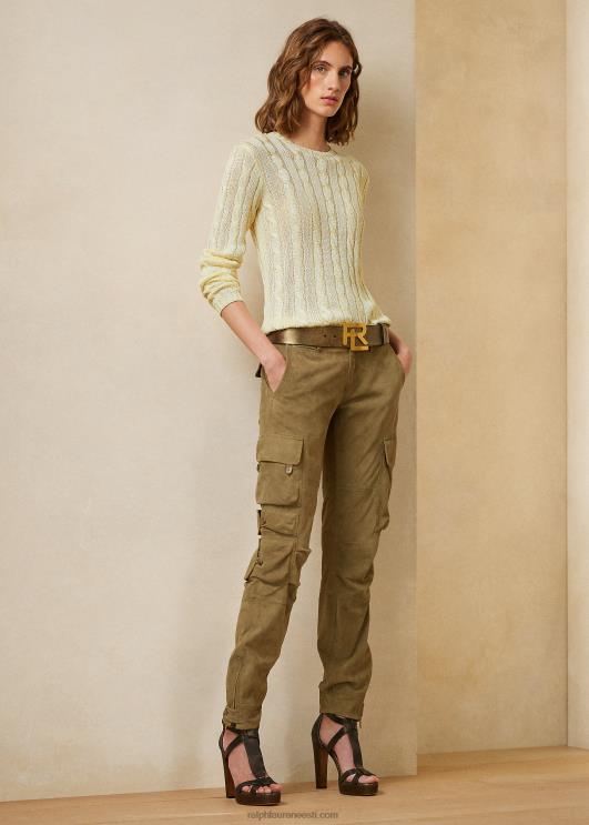 Ralph Lauren naised kaabliga kootud siidist kaelusega kampsun PR0V3490 lux kreem