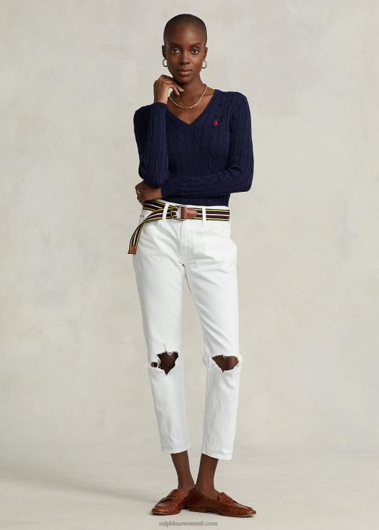 Ralph Lauren naised kaabliga kootud v-kaelusega kampsun PR0V3336 jahimeeste merevägi