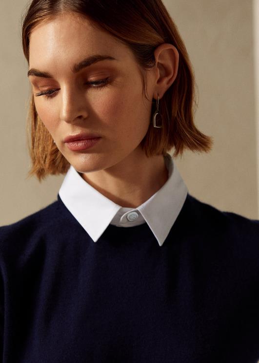 Ralph Lauren naised kaelusega kašmiirist lühikeste varrukatega kampsun PR0V9352 luksuslik merevägi