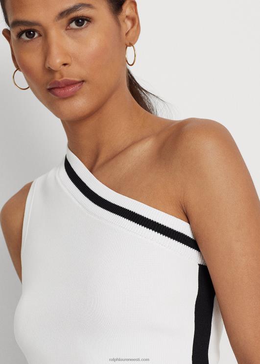 Ralph Lauren naised kahetooniline ühe õlaga kärbitud kampsun PR0V3903 valge must