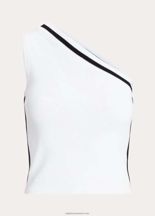 Ralph Lauren naised kahetooniline ühe õlaga kärbitud kampsun PR0V4357 valge must