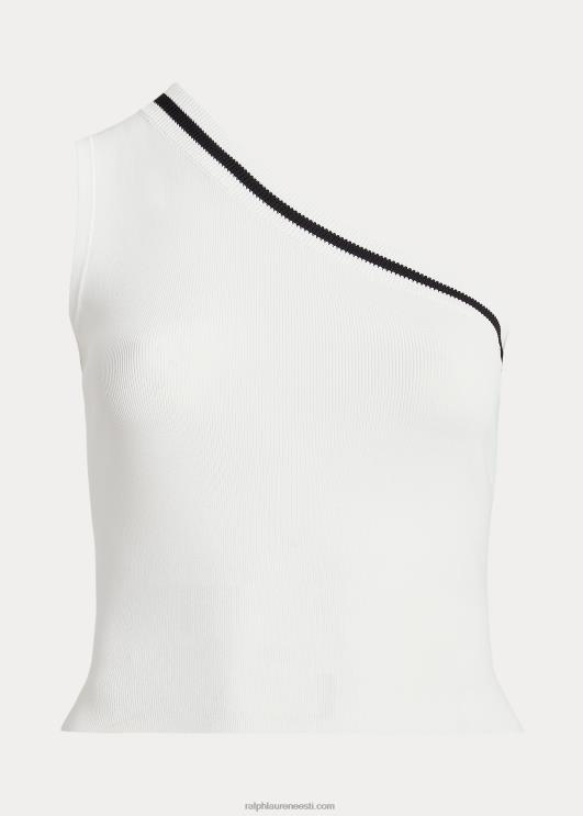 Ralph Lauren naised kahetooniline ühe õlaga kärbitud kampsun PR0V4544 valge must