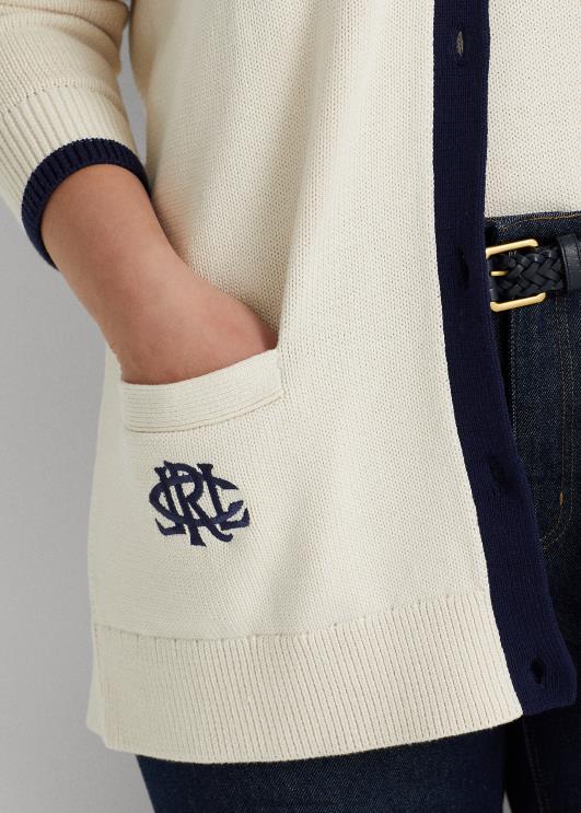 Ralph Lauren naised kahetooniline puuvillane kardigan PR0V4597