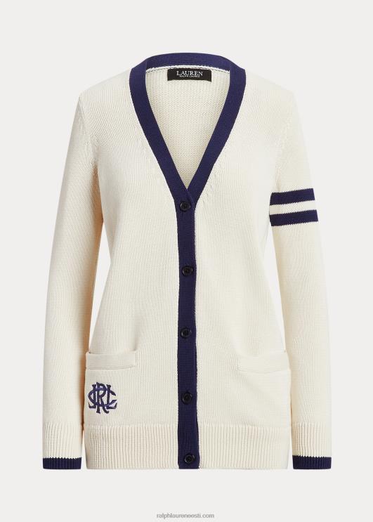 Ralph Lauren naised kahetooniline puuvillane kardigan PR0V9411 mascarpone kreem/laev