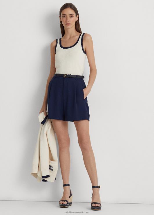 Ralph Lauren naised kahetooniline puuvillasegu varrukateta kampsun PR0V3945 mascarpone kreem/laev